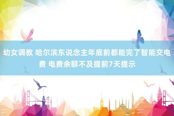 幼女调教 哈尔滨东说念主年底前都能完了智能交电费 电费余额不及提前7天提示