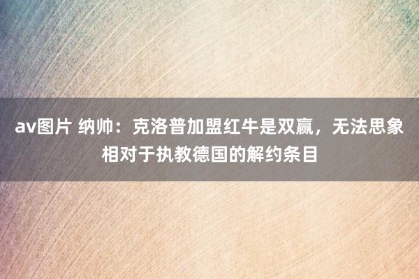 av图片 纳帅：克洛普加盟红牛是双赢，无法思象相对于执教德国的解约条目